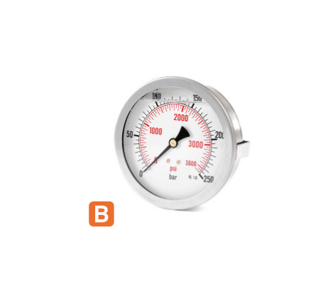 GLYCERINE FILLED PRESSURE GAUGE B COMET