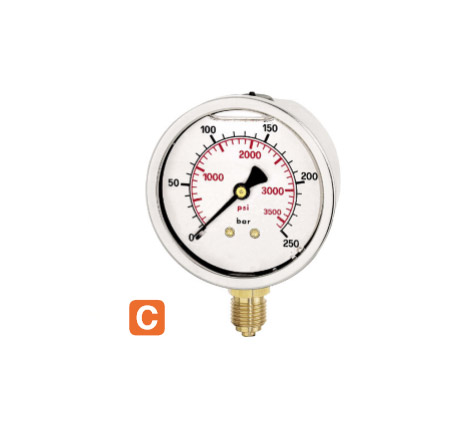 GLYCERINE FILLED PRESSURE GAUGE C COMET